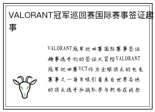 VALORANT冠军巡回赛国际赛事签证趣事